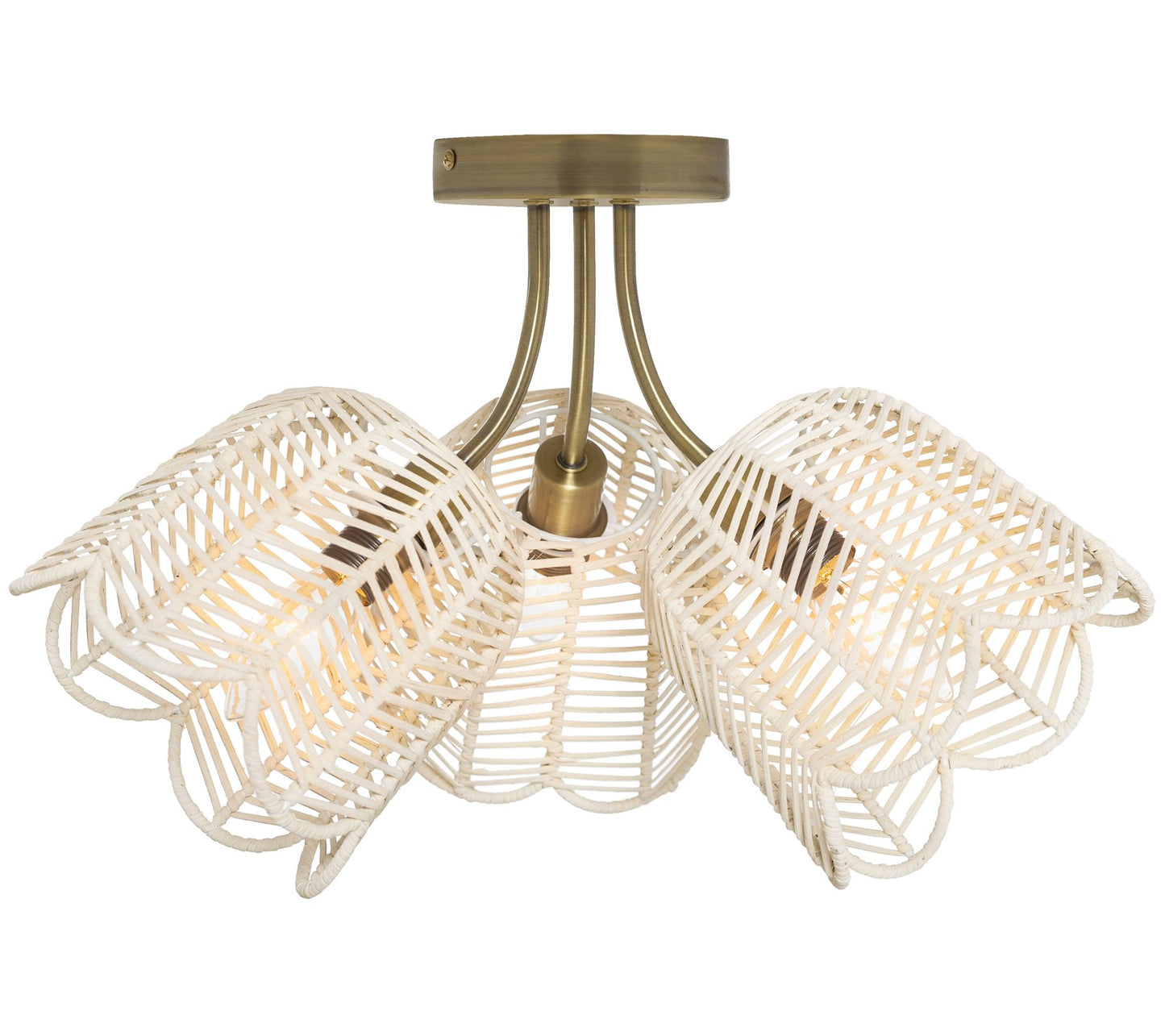 River of Goods 11.5"H Goldtone Metal/Rattan Ceiling Light
