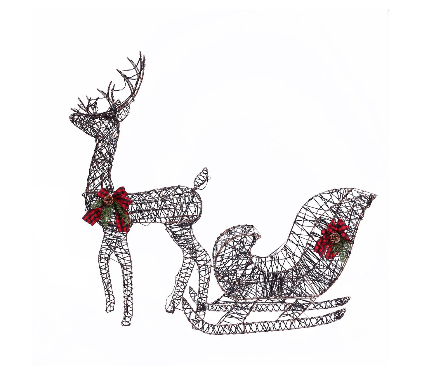 LuxenHome Reindeer and Sleigh Lighted Holiday Decoration