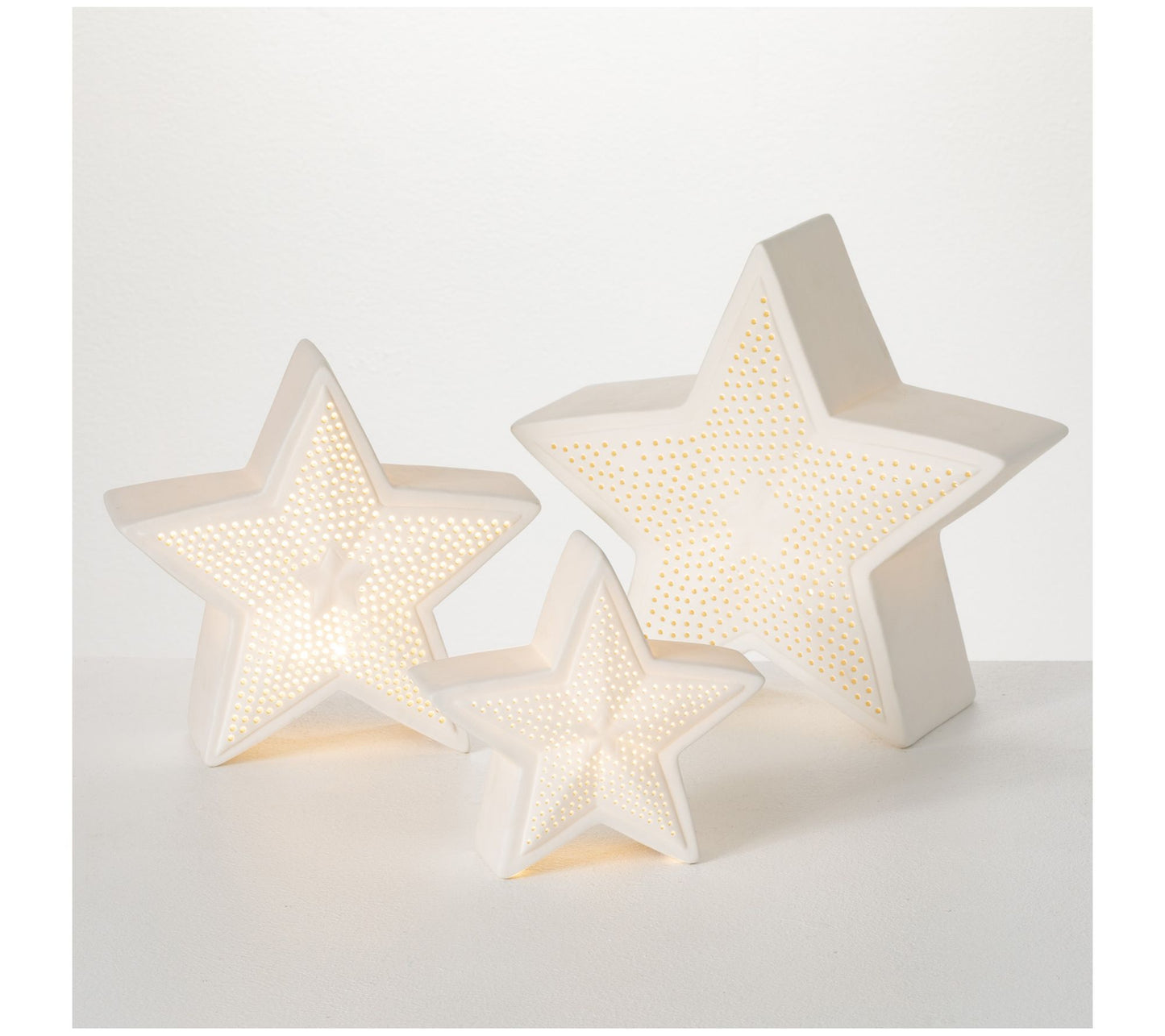The Whitehurst Company S/3 Ceramic Lighted Stars