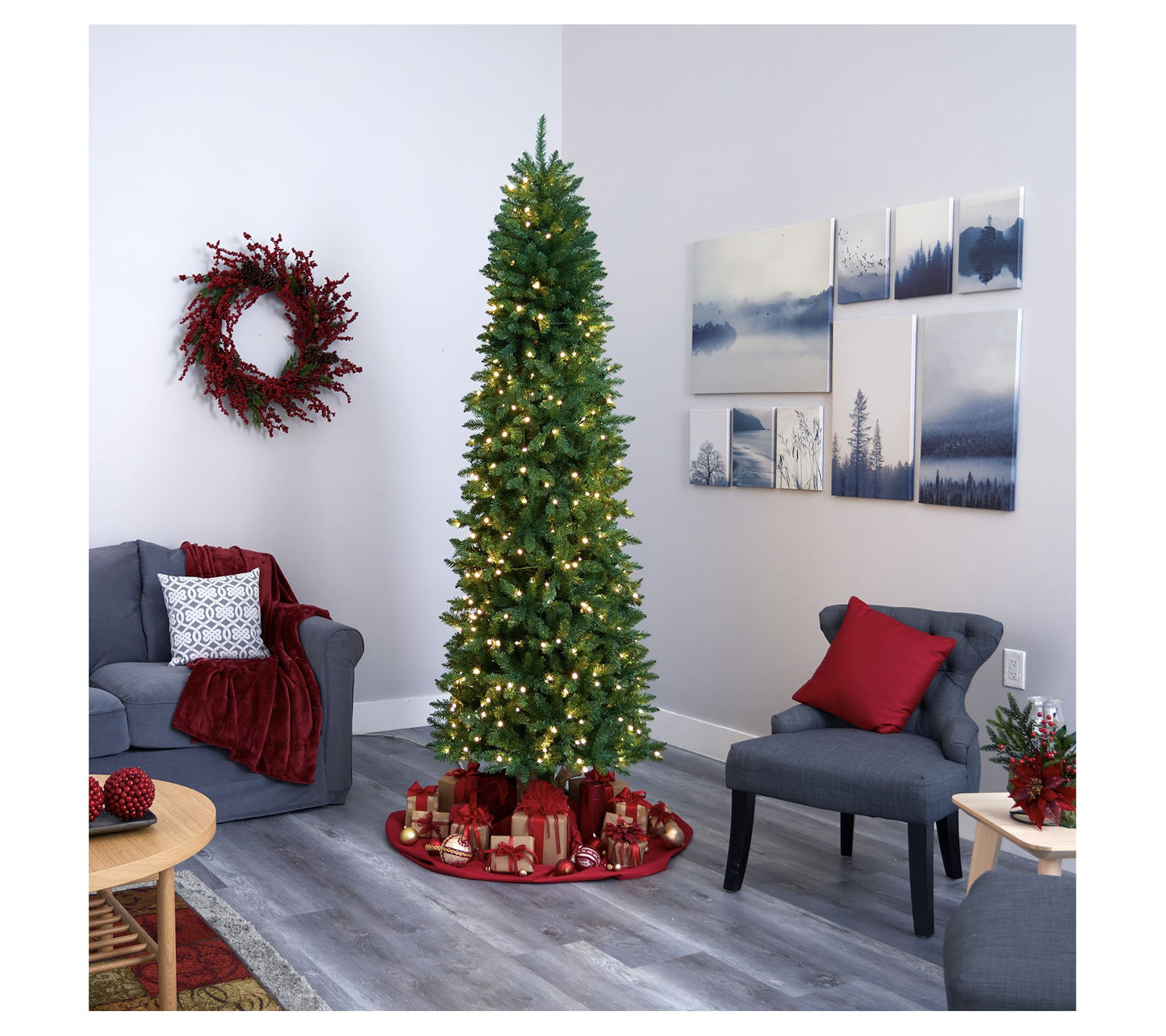 Nearly Natural 8' Slim Mountain Pine Faux Christmas Tree