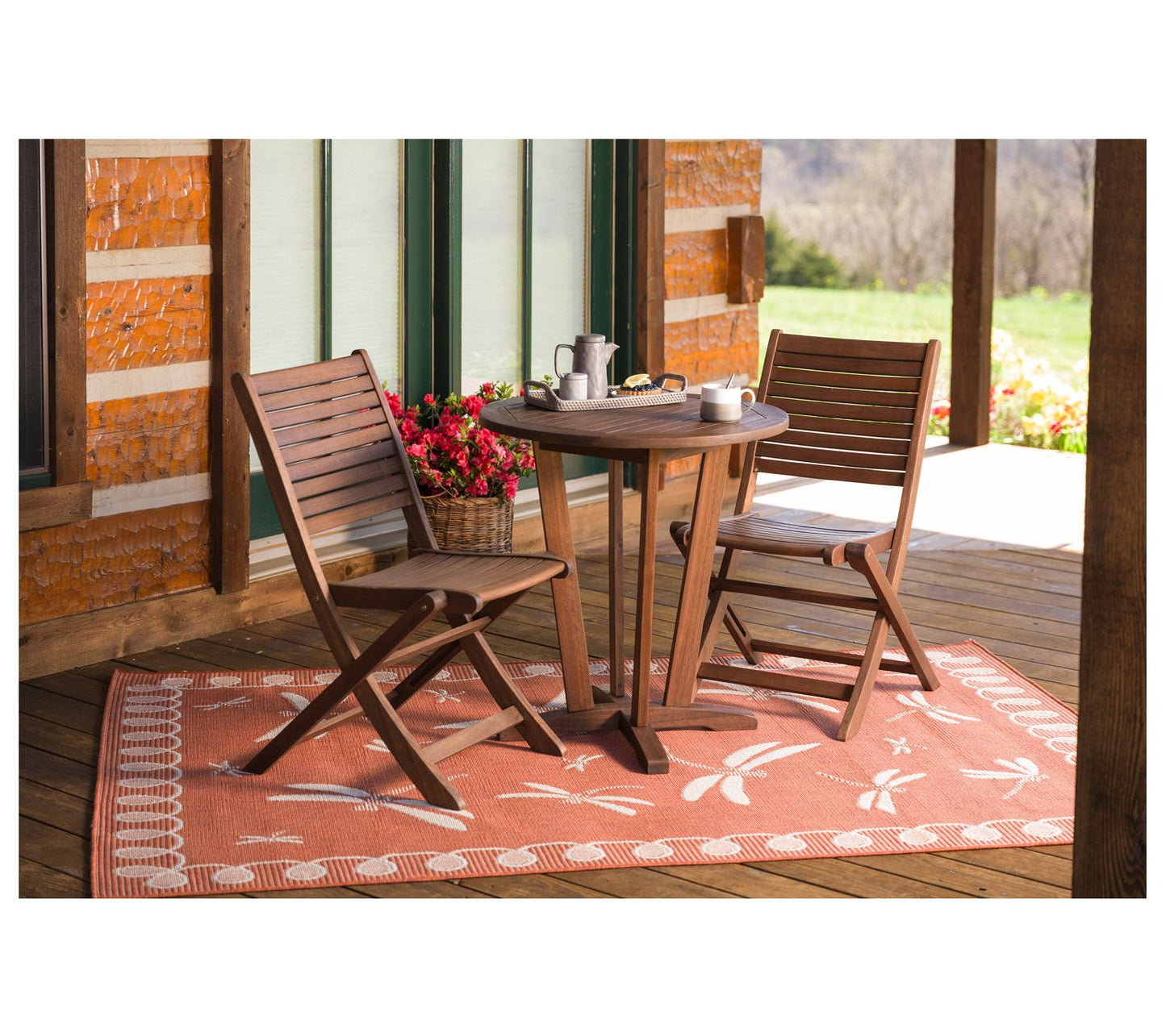Evergreen Set of 2 Eucalyptus Folding Bistro Chairs