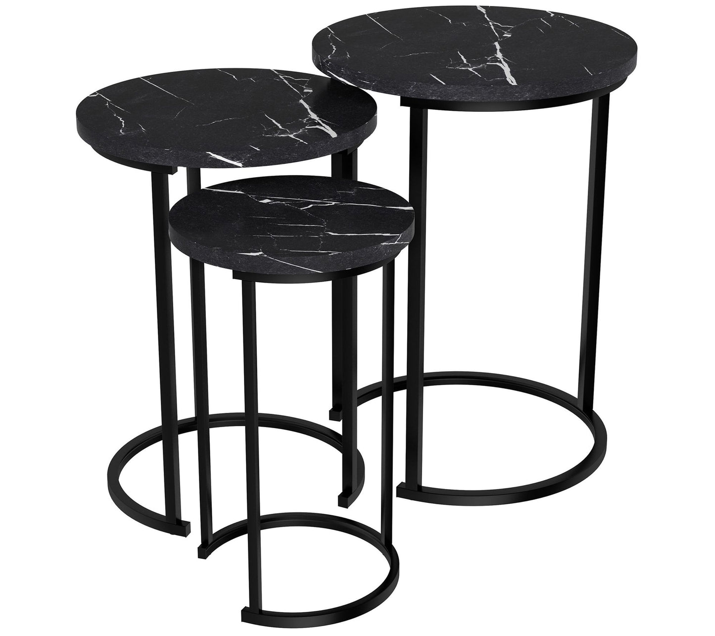 Lavish Home 3 Round End Tables Modern Faux Marbe Top