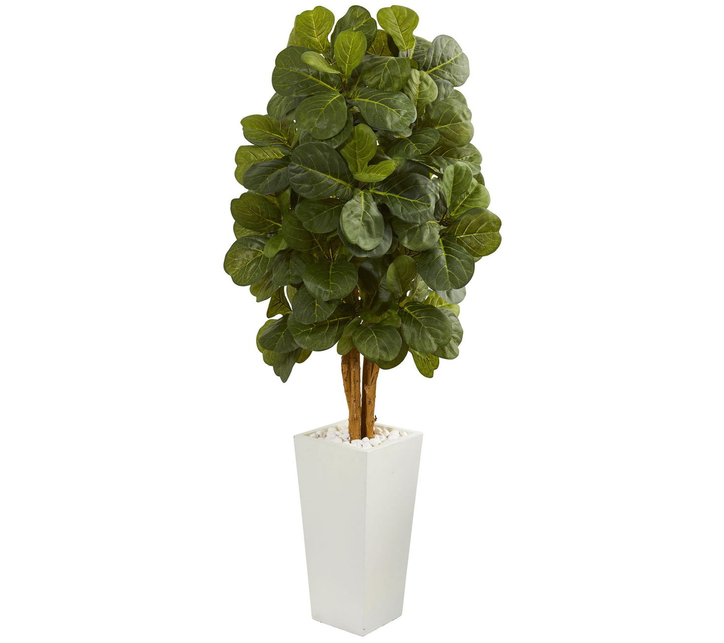 Nearly Natural 5' Fiddle Leaf Faux Tree in White Tower Planter