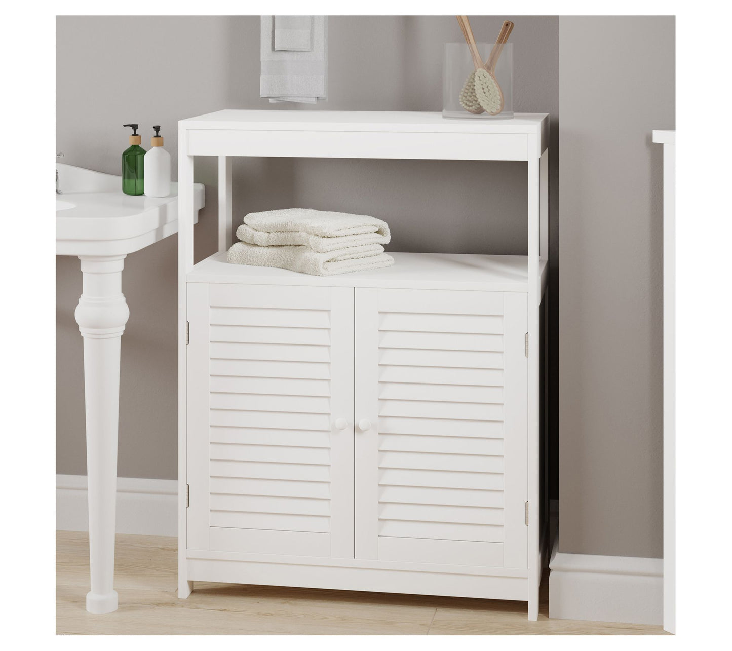 Lavish Home Cabinet with Double Doors Freestand ing Organizer