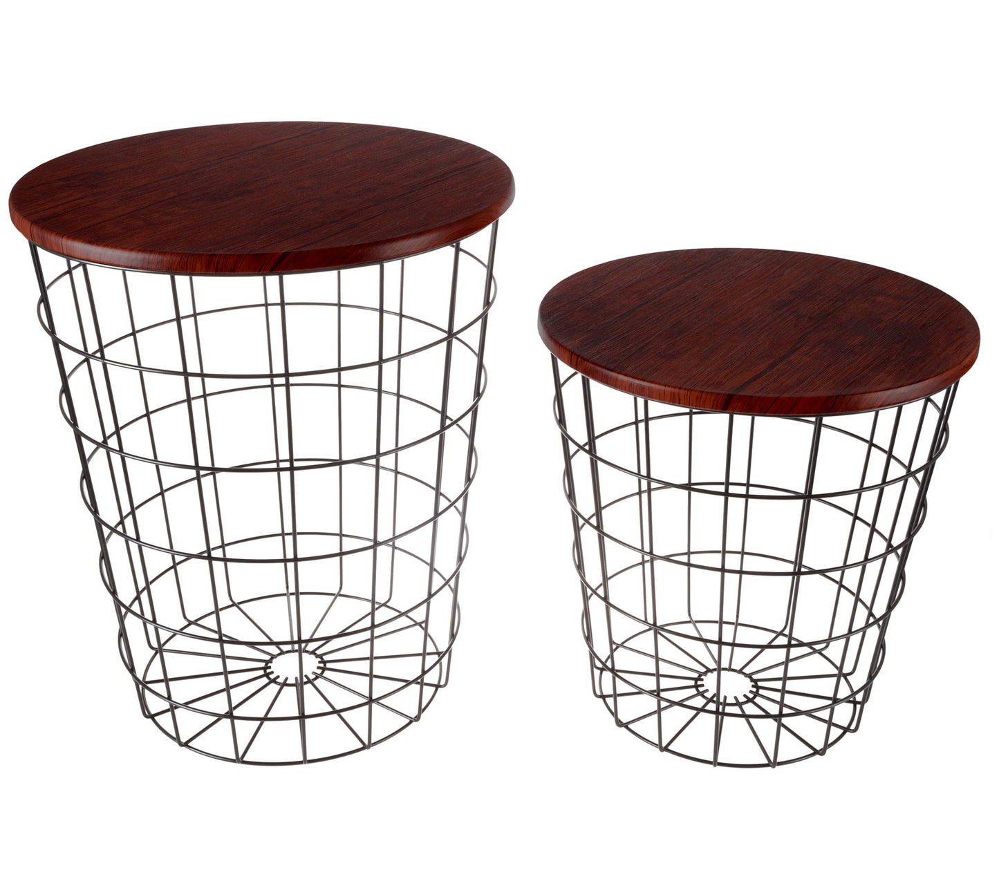 Lavish Home Set of 2 Round Nesting Tables withStorage Tables
