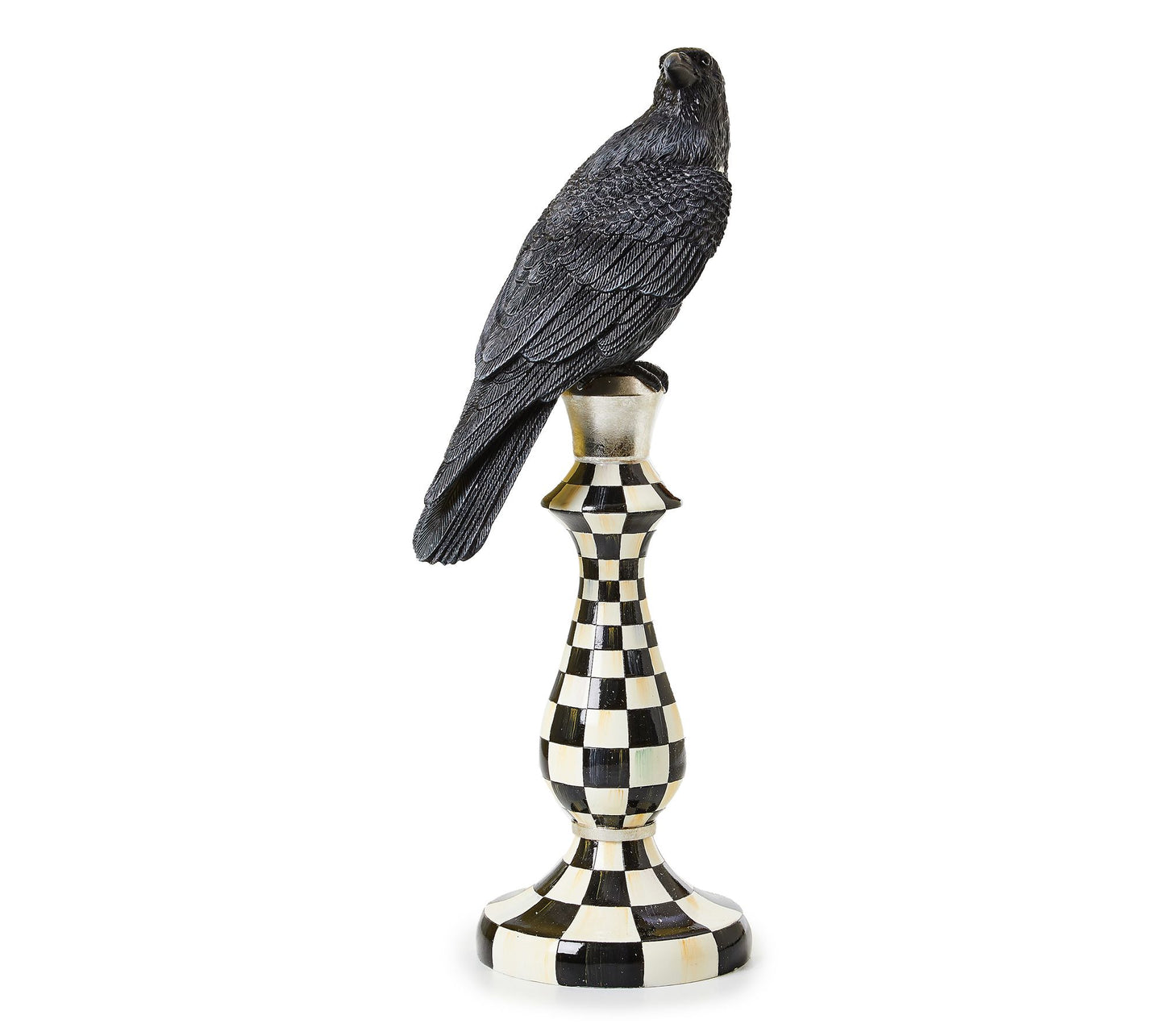 MacKenzie- Childs Haunted House Courtly Check Pedestal Crow