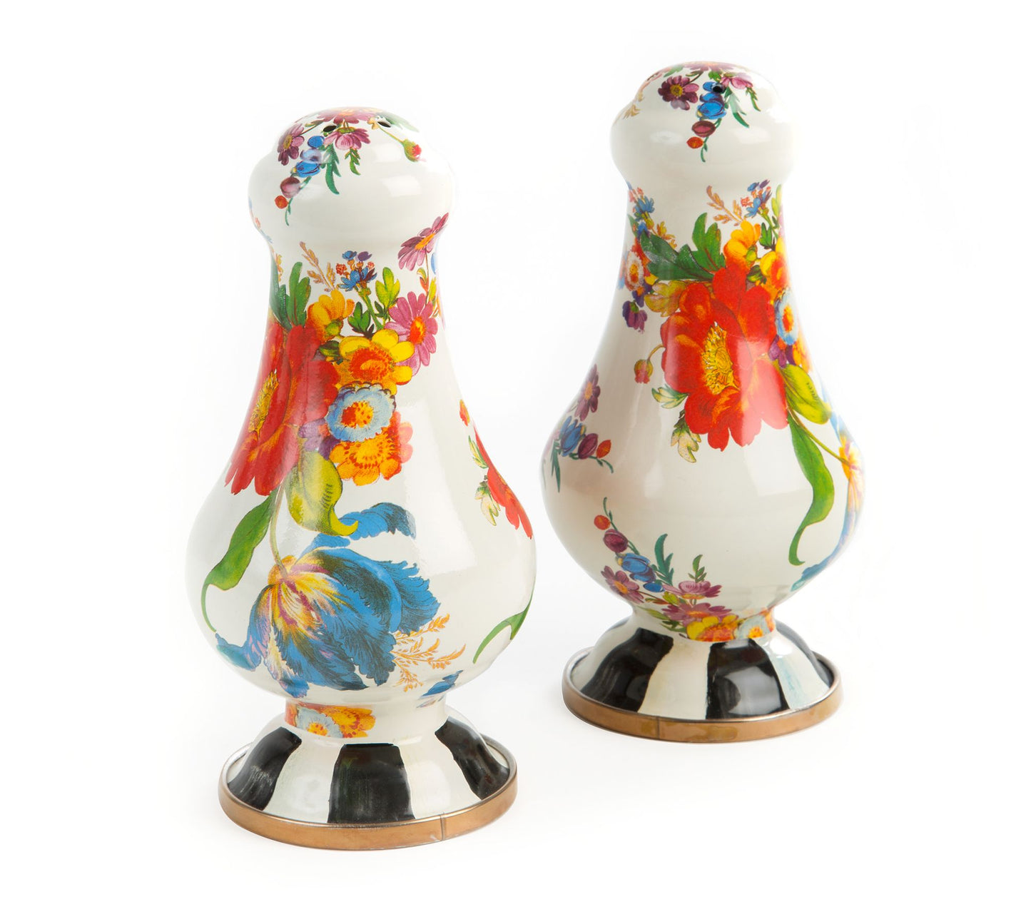 MacKenzie-Childs White Flower Market Large Salt & Pepper Shake