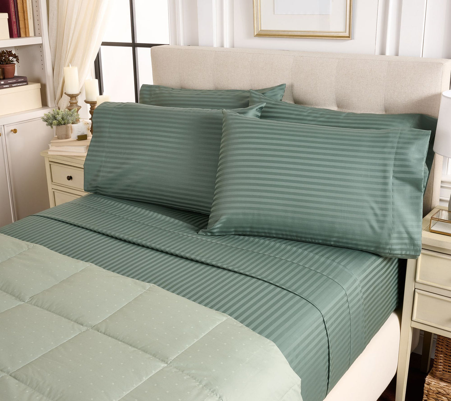 Northern Nights Wrinkle Defense Dobby Stripe Sheet Set w/ Extra Cases