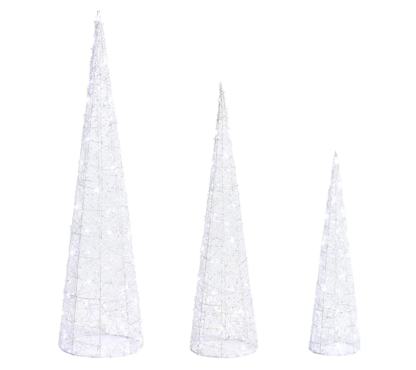 Glitzhome 23" LED Lighted Christmas Cone TreesS/3