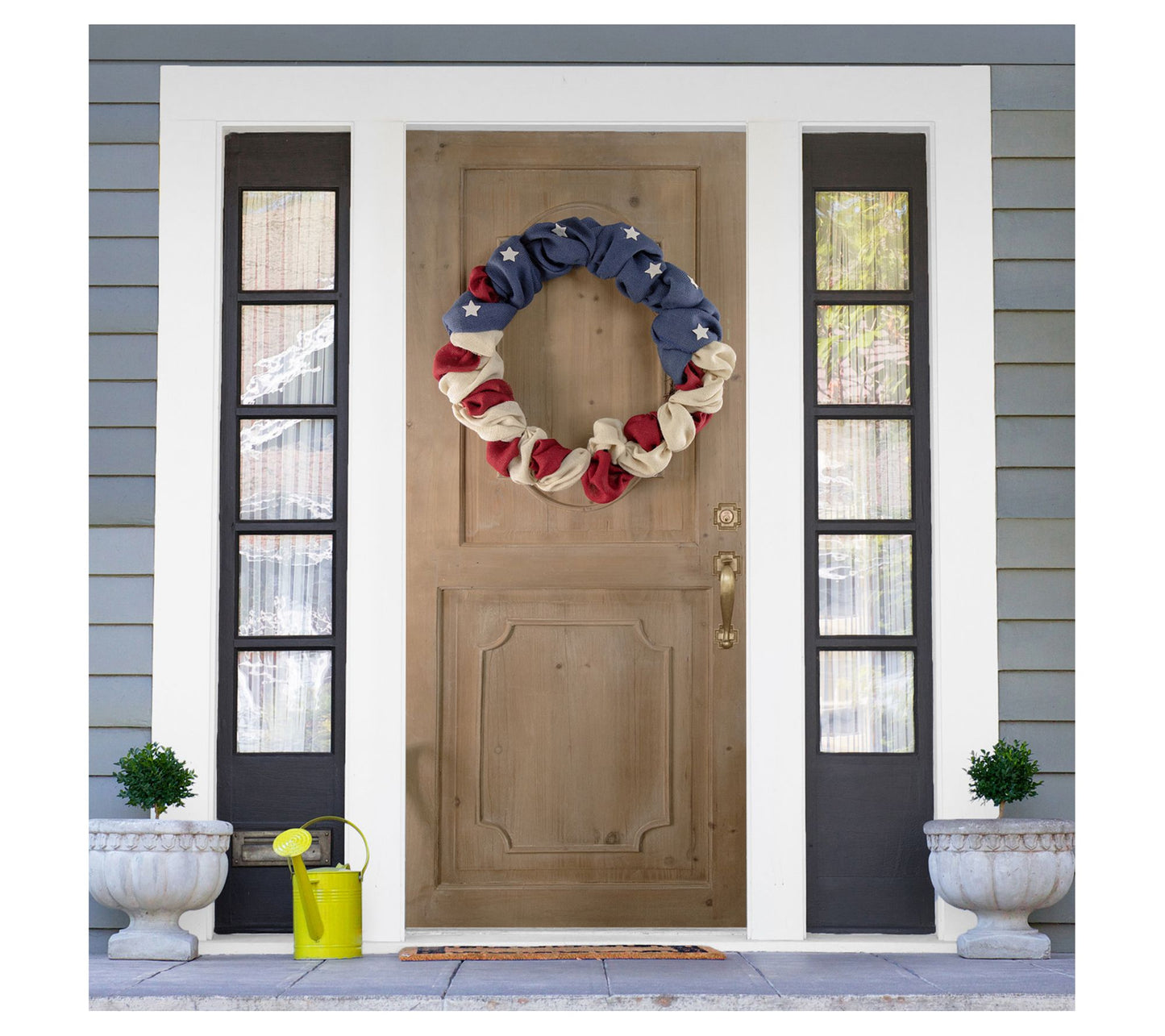 Americana Stars and Stripes Burlap Patriotic Wreath 20-Inch