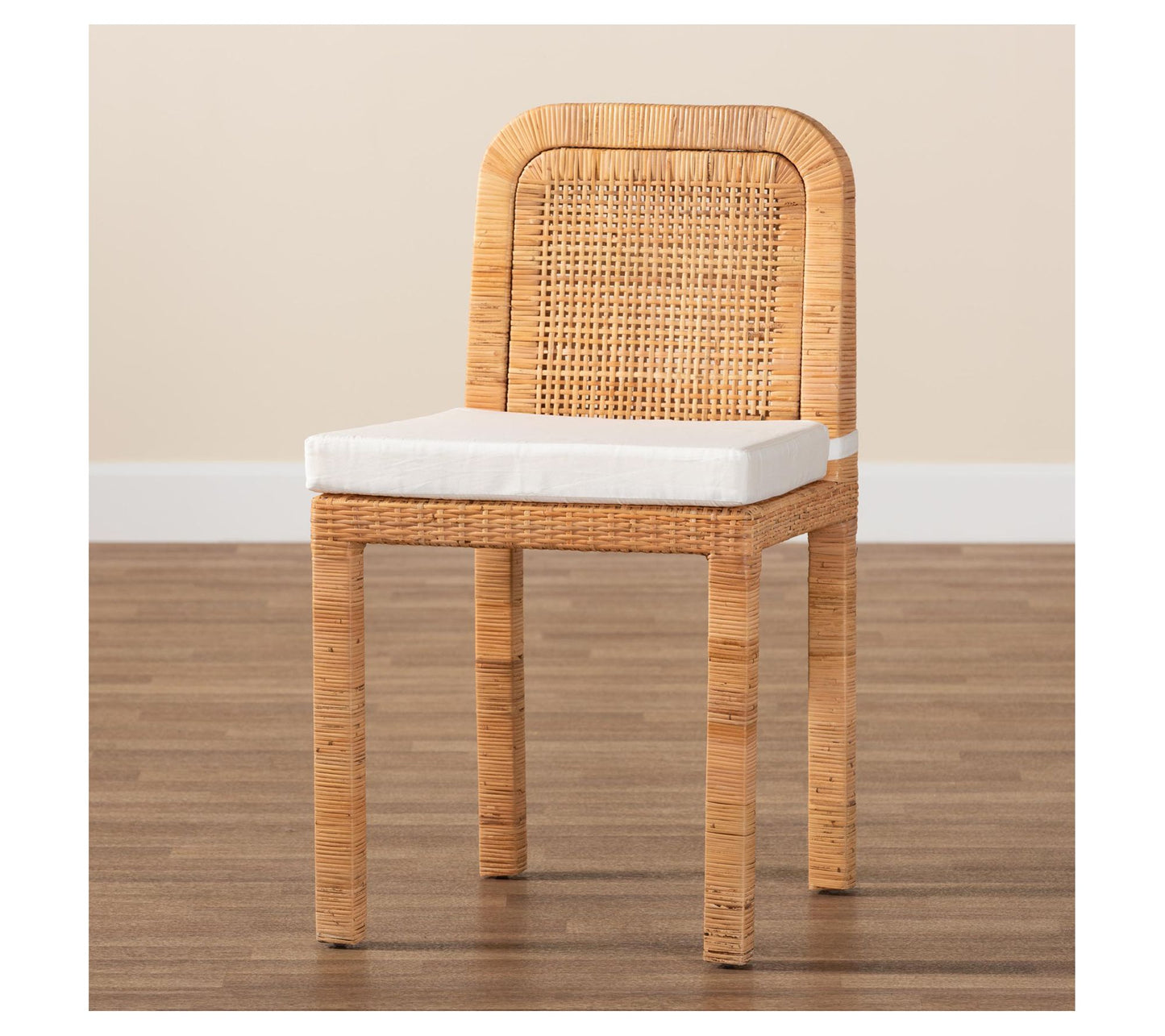 bali & pari Zariah Brown Rattan and Wood DiningChair Set of 2