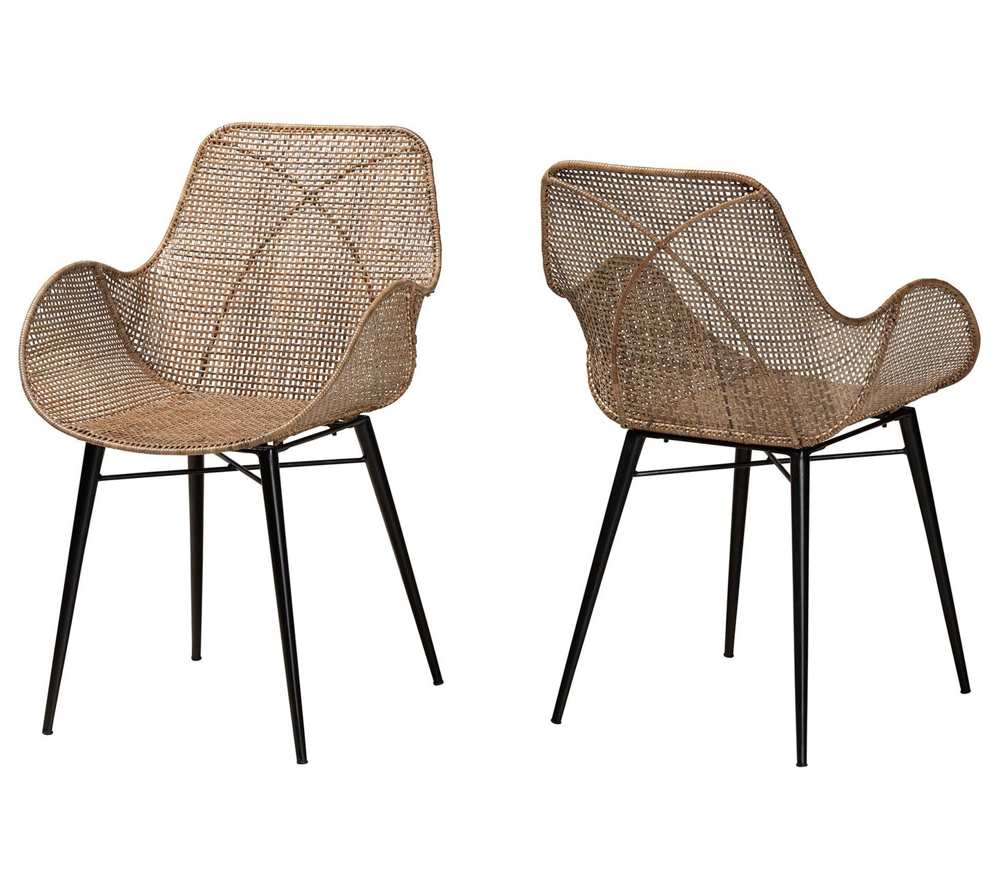 bali & pari Ballerina Rattan and Metal Dining Chair Set of 2