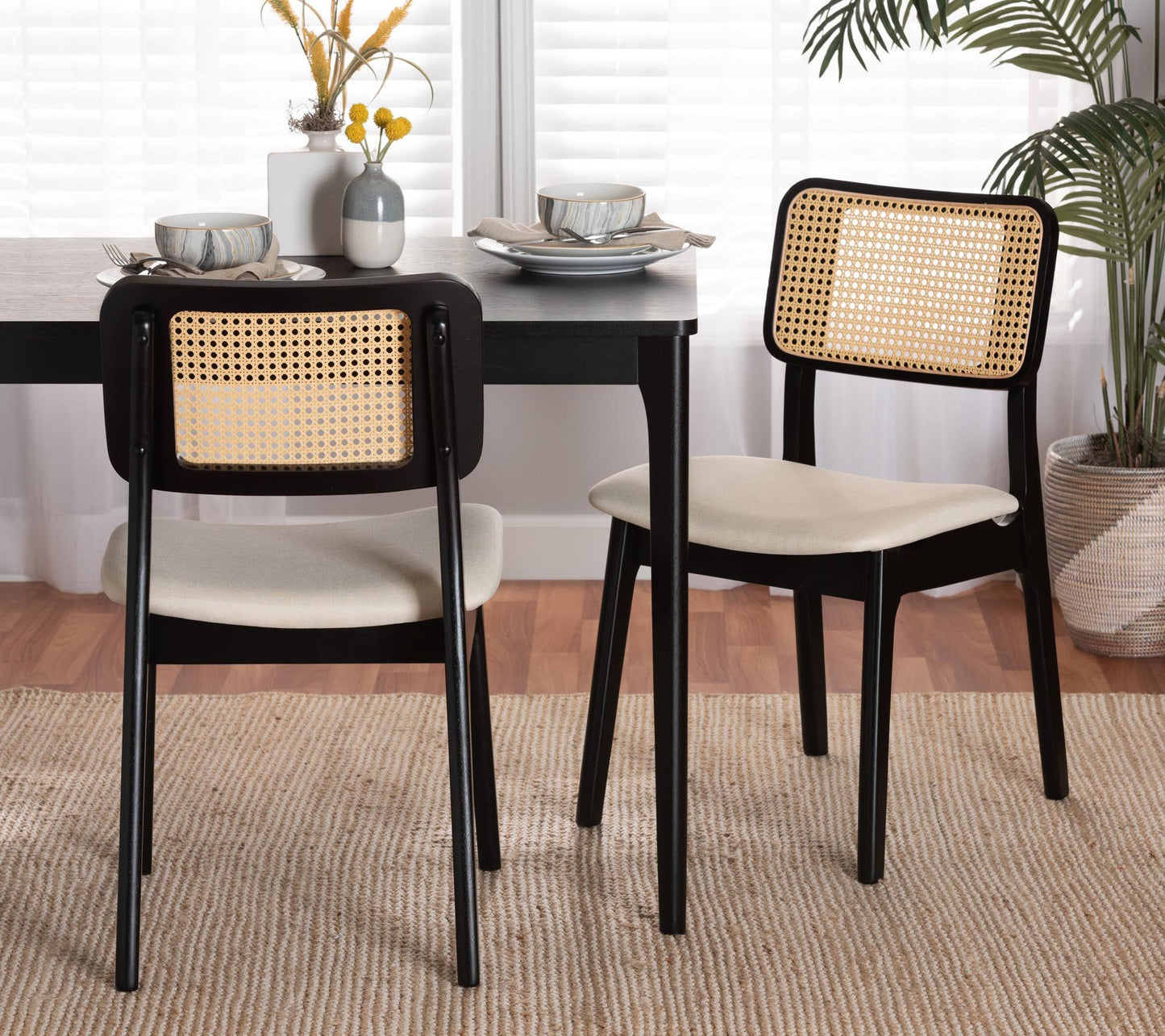 Baxton Studio D annon Cream Fab ric Dining Chai r Set of 2