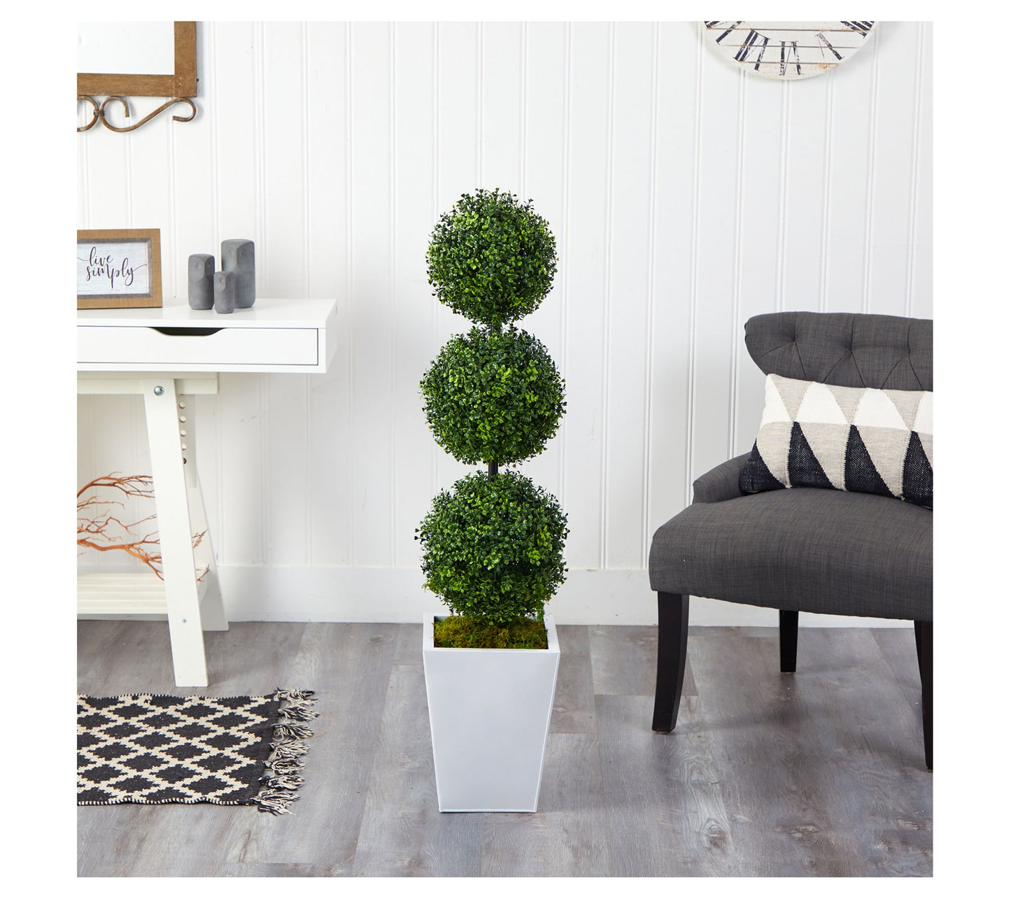 Nearly Natural 46" Boxwood Triple Ball Topiary