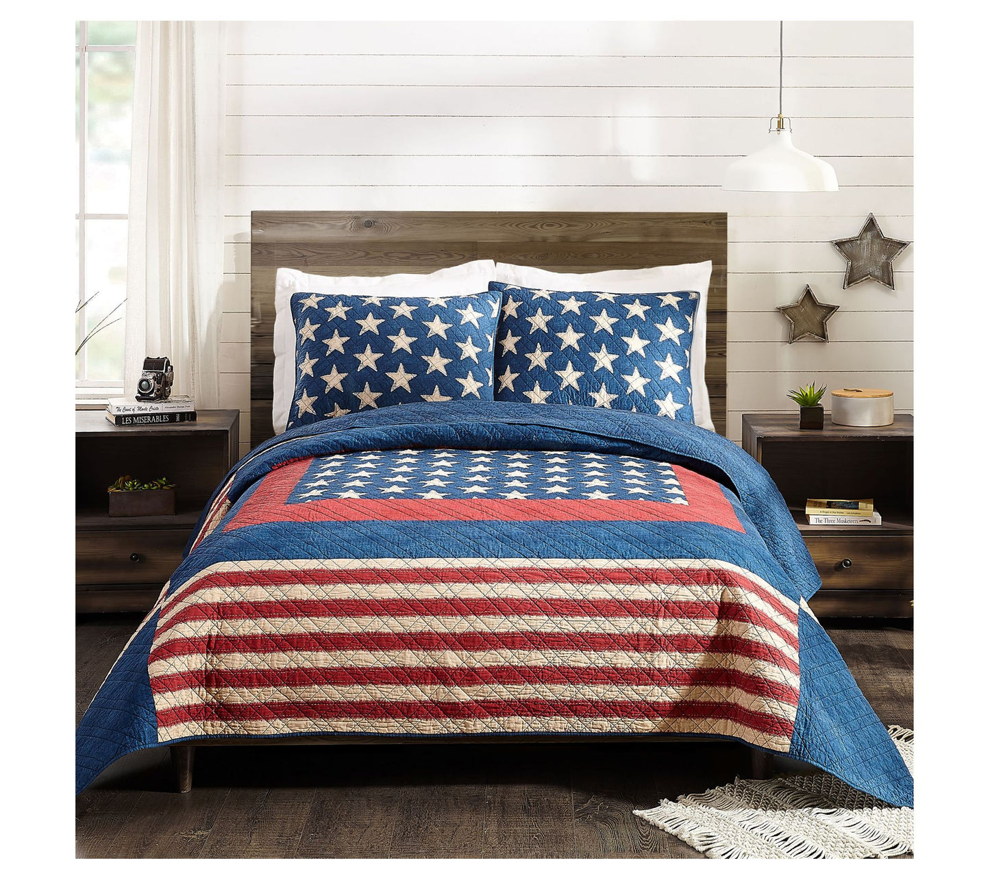 Modern Heirloom Americana Patch 3pc King QuiltSet