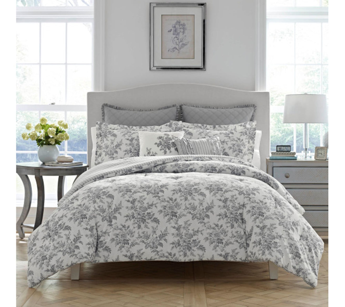 Laura Ashley An nalise Grey Kin g Comforter Sha m Bonus Set