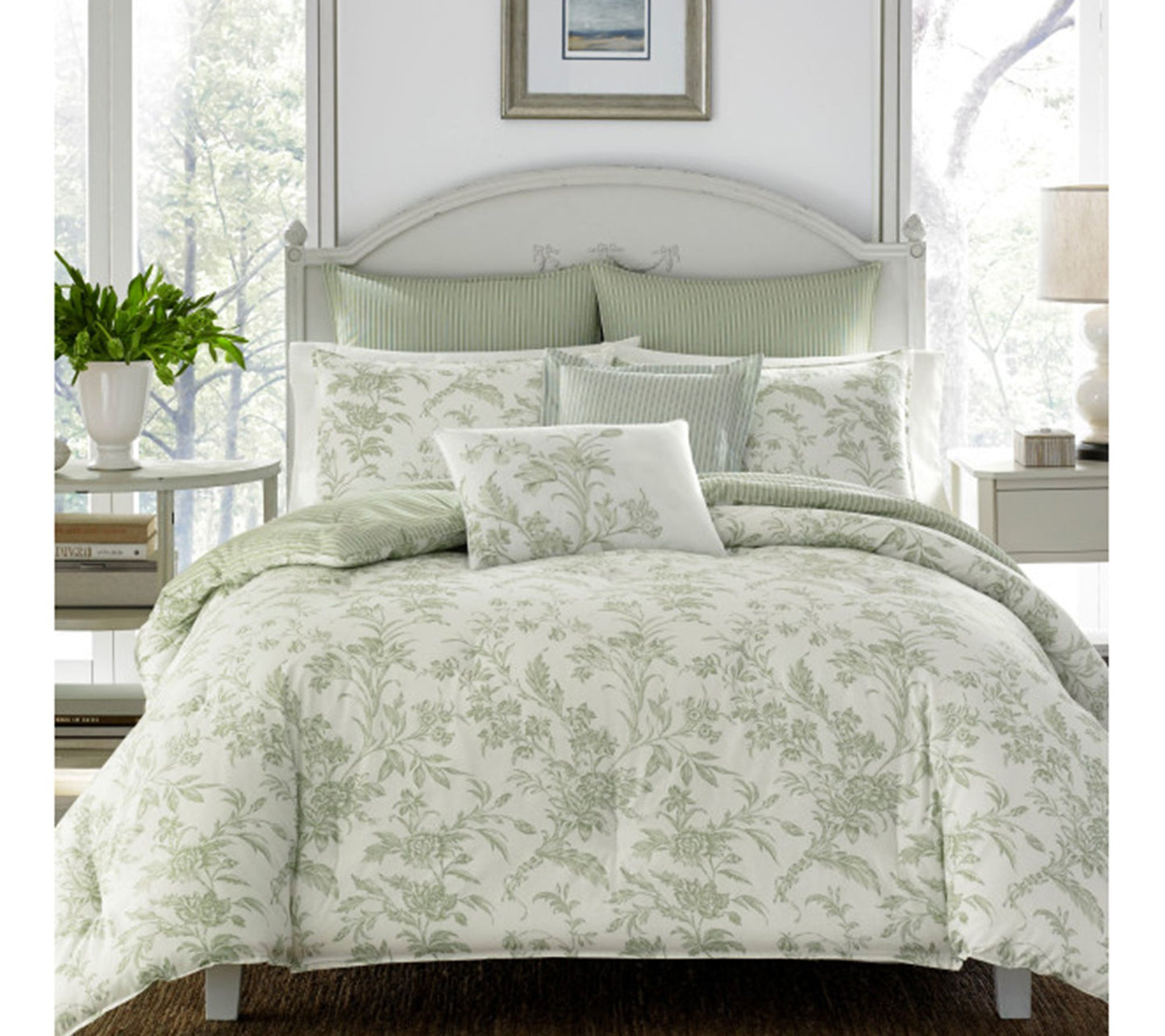 Laura Ashley Na talie Green Ful l Queen Comfort er Sham Bonus S