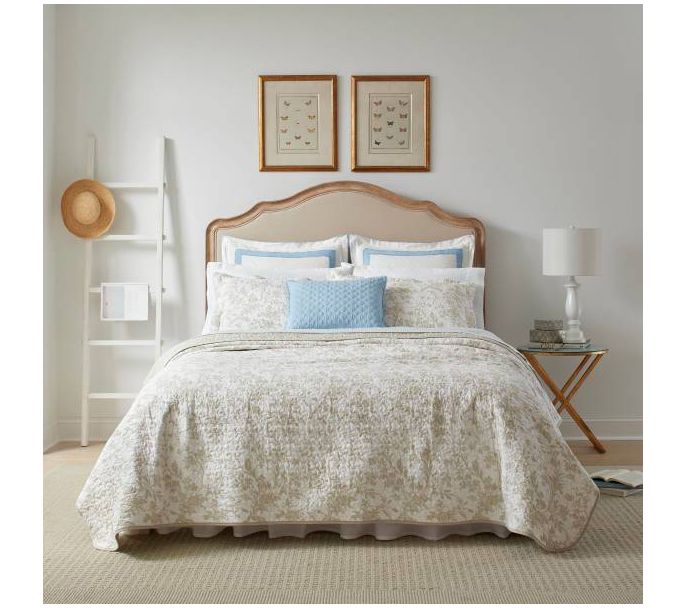 Laura Ashley Amberley Beige Full Queen Quilt-Sham Set