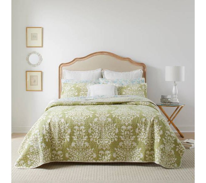 Laura Ashley Rowland Green Full Queen Quilt-Sham Set