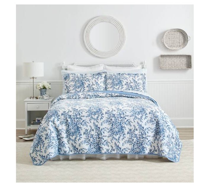 Laura Ashley Bedford Blue King Quilt Set