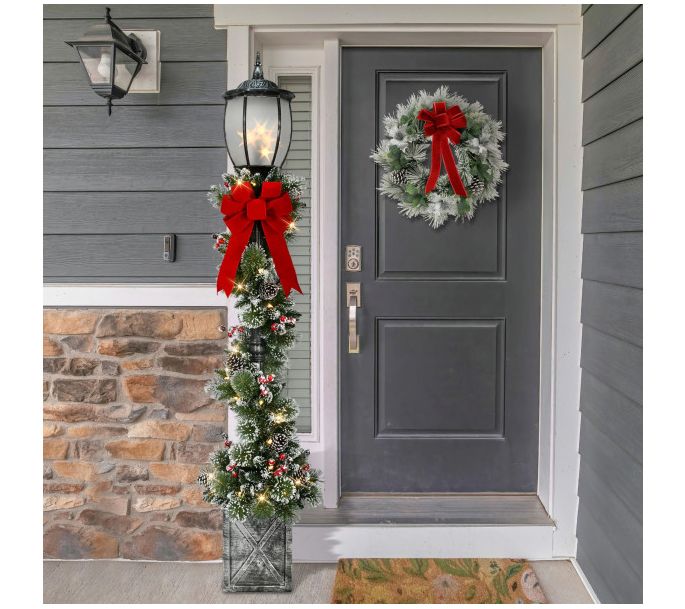 Puleo International 7' Pre-Lit Potted Lamp PostLED Lights