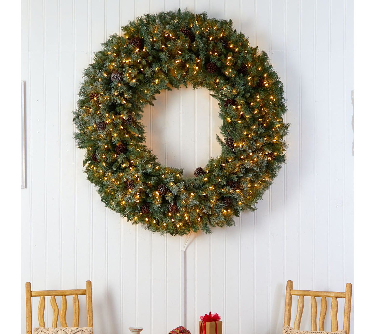 Nearly Natural 5' Giant Flocked Christmas Wreath