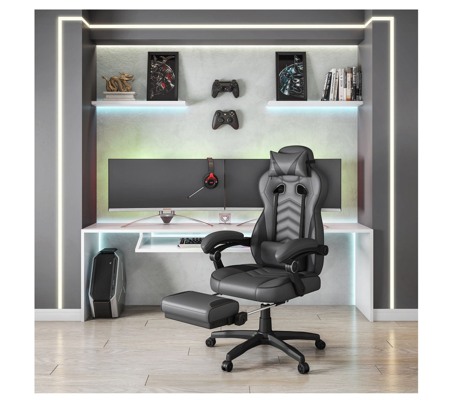 Techni Mobili Executive Reclining Gaming Chair W/Footrest