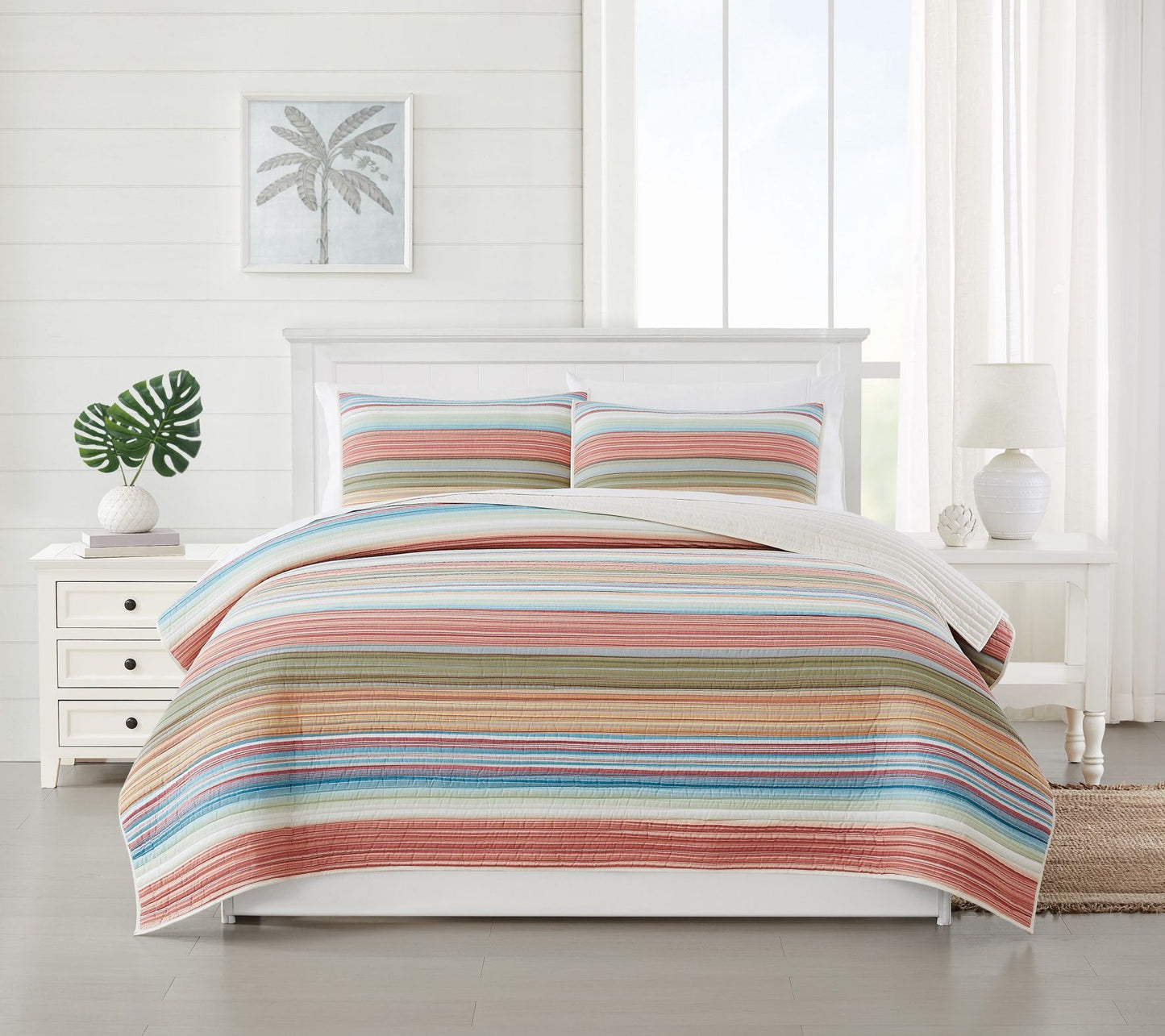 Oceanfront Resort Palm Beach Yarn Dye Stripe King Quilt Set