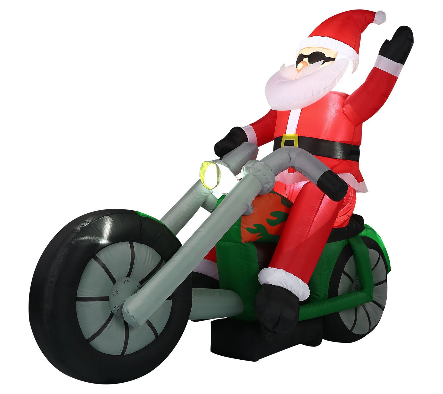 Fraser Hill Farm 6-Ft. Wide Prelit Motorcycle Santa Inflatable