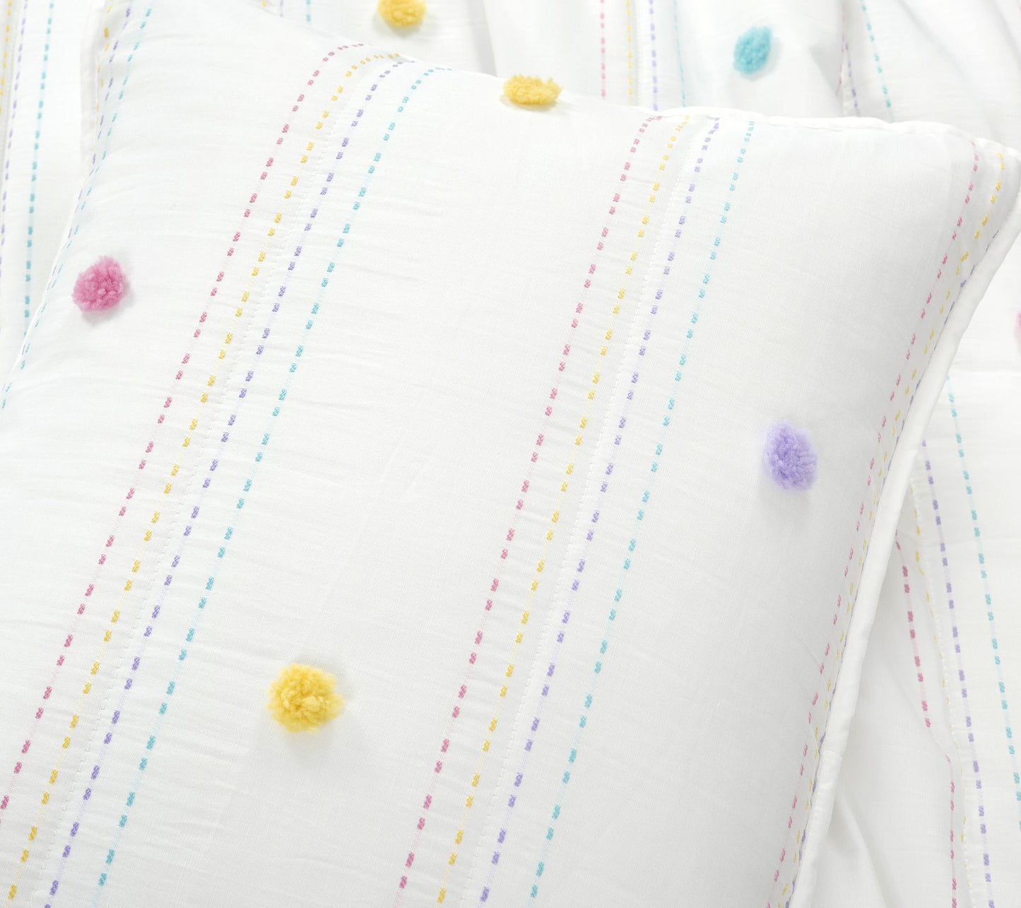 Lush Decor Rainbow Pom Pom And Stripes Quilt