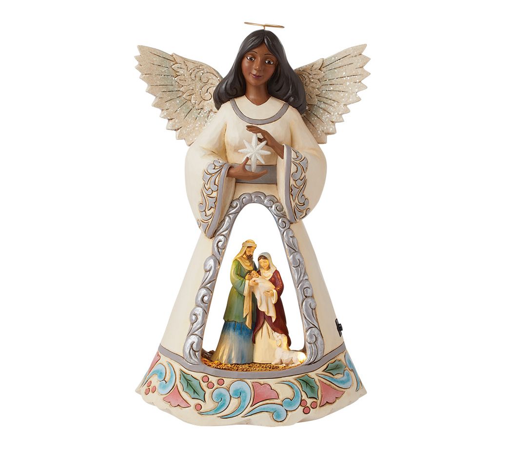 Jim Shore African American Angel with NativityScene LED