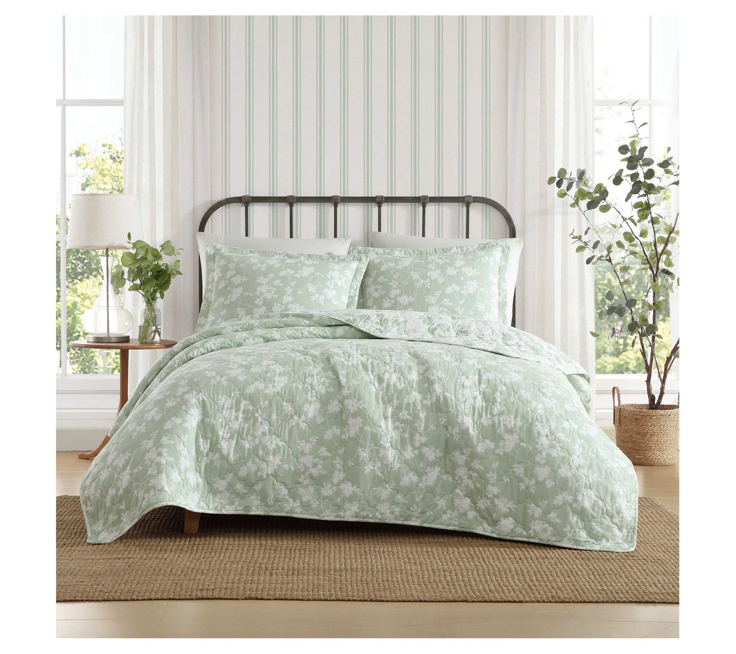 Laura Ashley Adorabelle Silhouette King Quilt Sham Set