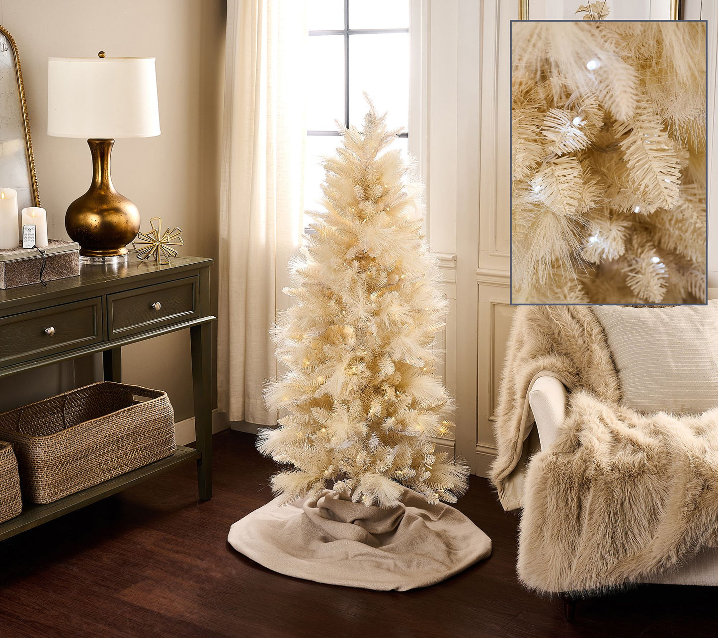 5' Illuminated Slim Tree with Pampas Accents by Kim Gravel
