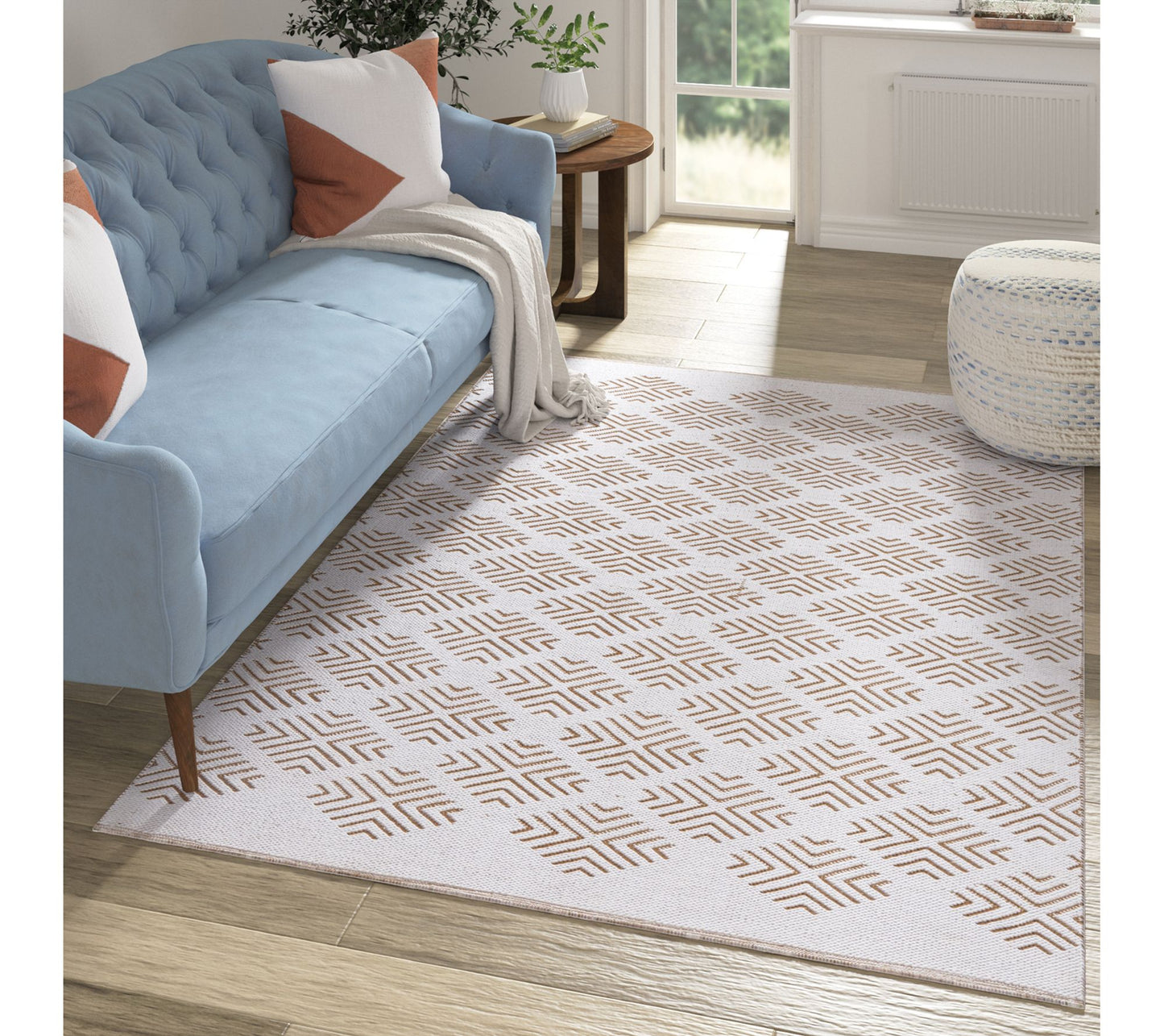 Ox Bay Diamond Flatweave Cotton Blend Indoor Rug, 5' x 7'