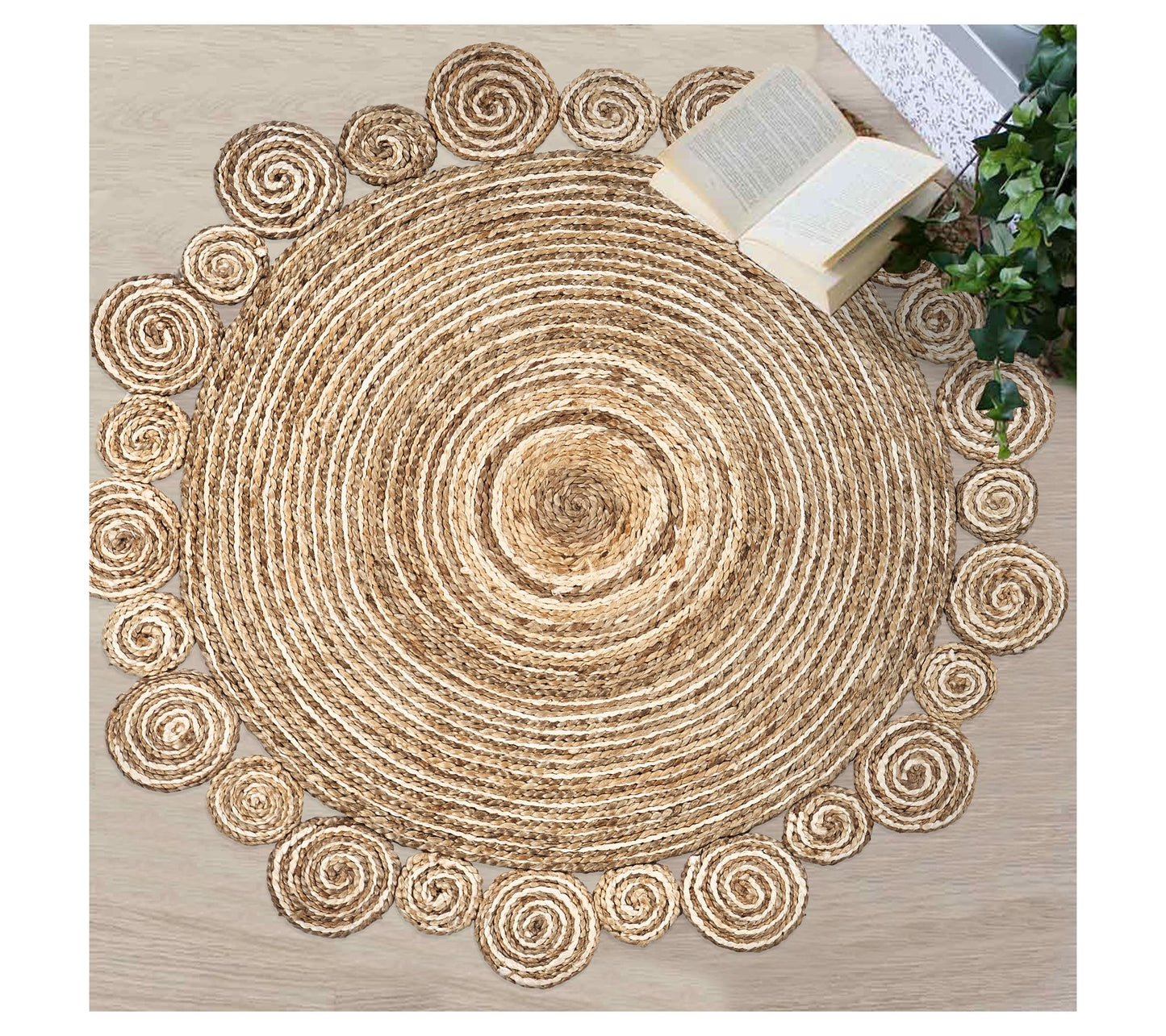Ox Bay Geometric Hand-Braided Circle Jute Indoor Rug 7'6"Round