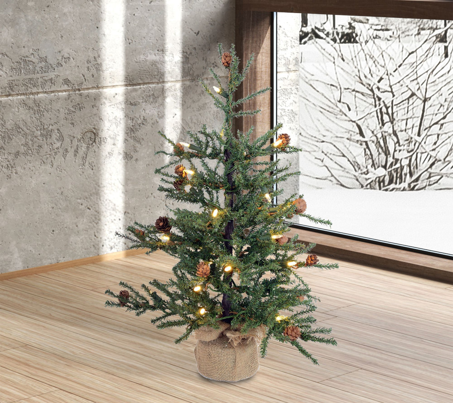 Vickerman 36" Carmel Pine Artificial Pre-Lit Christmas Tree