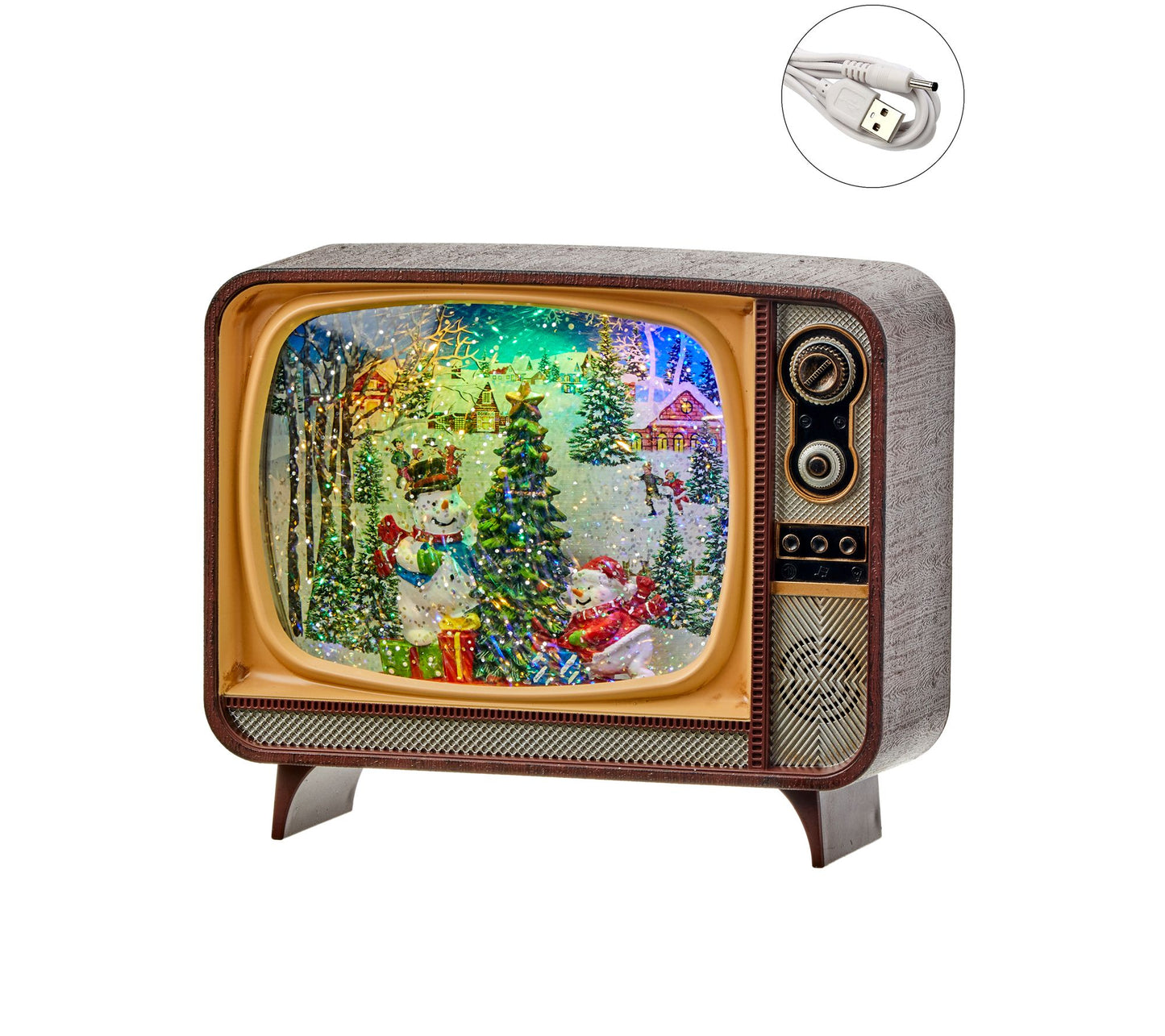 7" LED Snowman TV Water Globe USB by Valerie