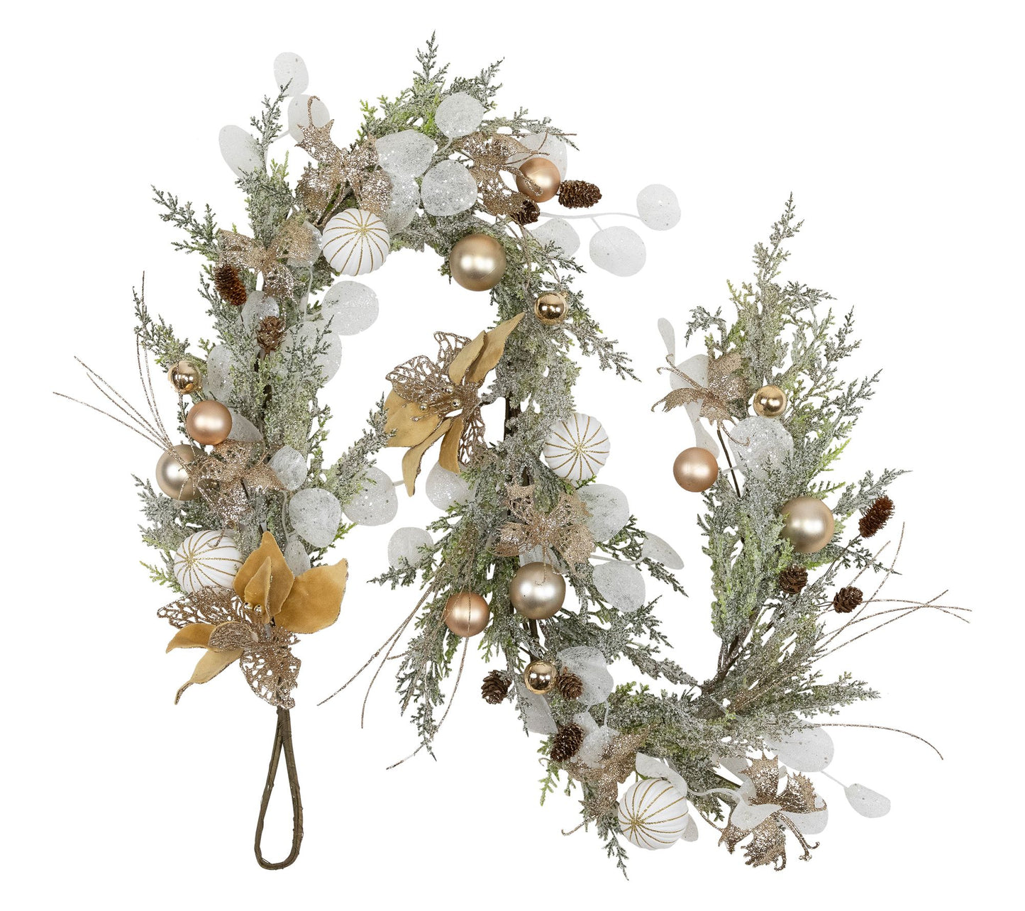 Northlight Poinsettia & Ornaments Christmas Garland 6' x 7"