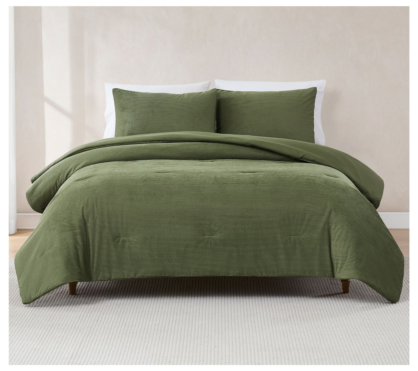 Lush Decor Arden Ribbed Corduroy Comforter 3PcSet Full/Queen