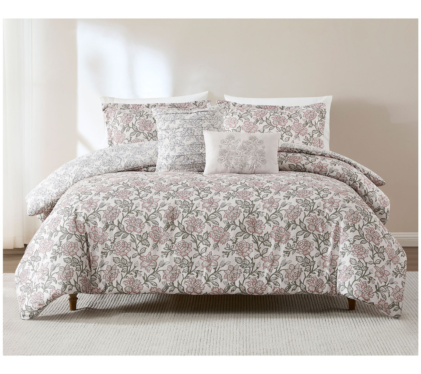 Lush Decor Zara Floral Block Reversible Comforter 5Pc Set K/CK
