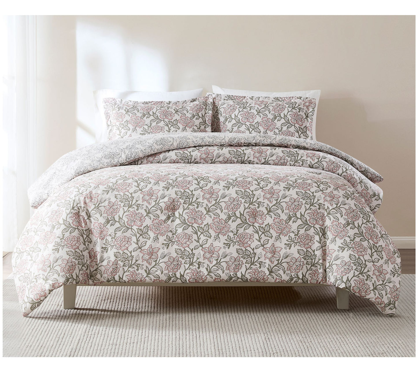 Lush Decor Zara Floral Block Reversible Comforter 3Pc Set K/CK