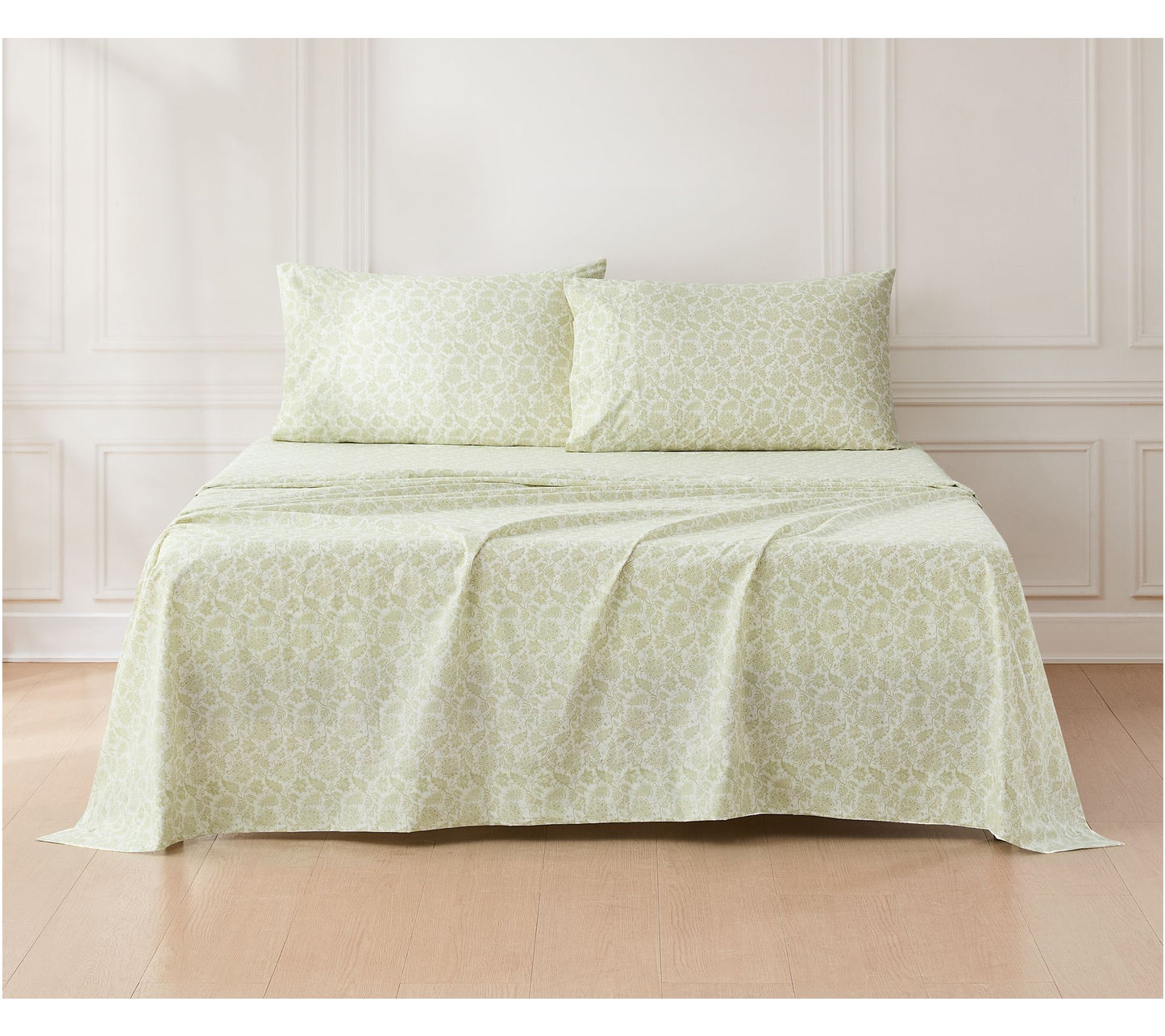 Lush Decor Floral Jacobean Cotton Sheet Set Sage 4Pc Set Full