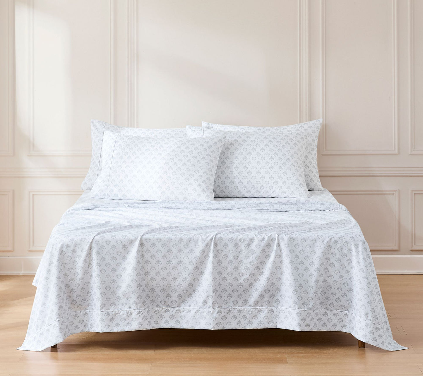 Lush Decor Scallop Fan Sheet Set Gray 6-Piece Set King