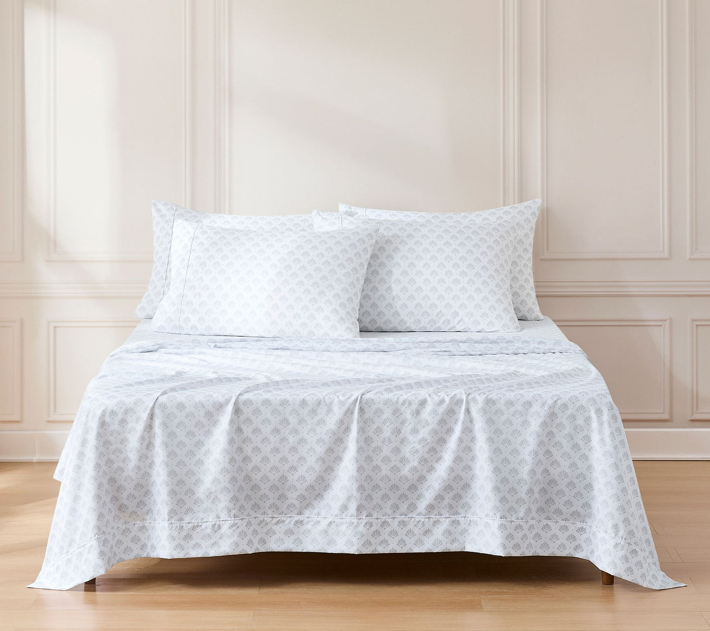 Lush Decor Scallop Fan Sheet Set Gray 6-Piece Set Queen