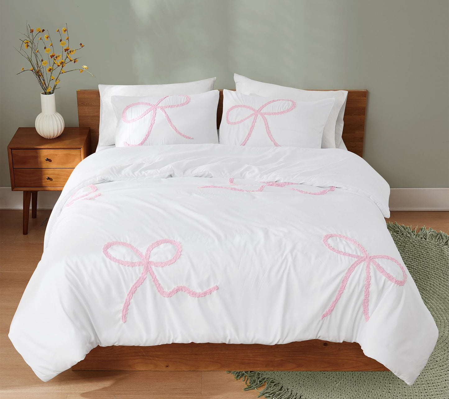 Truly Soft Textured Bow 3-Piece King ComforterSet