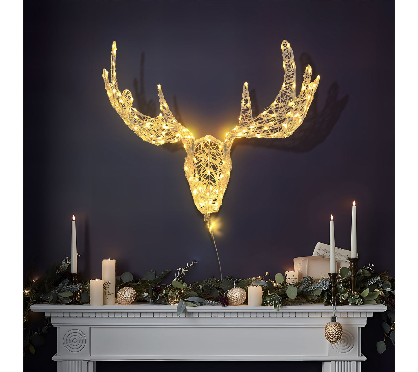 LuxenHome Light ed Moose Head X mas Decoration with Timer