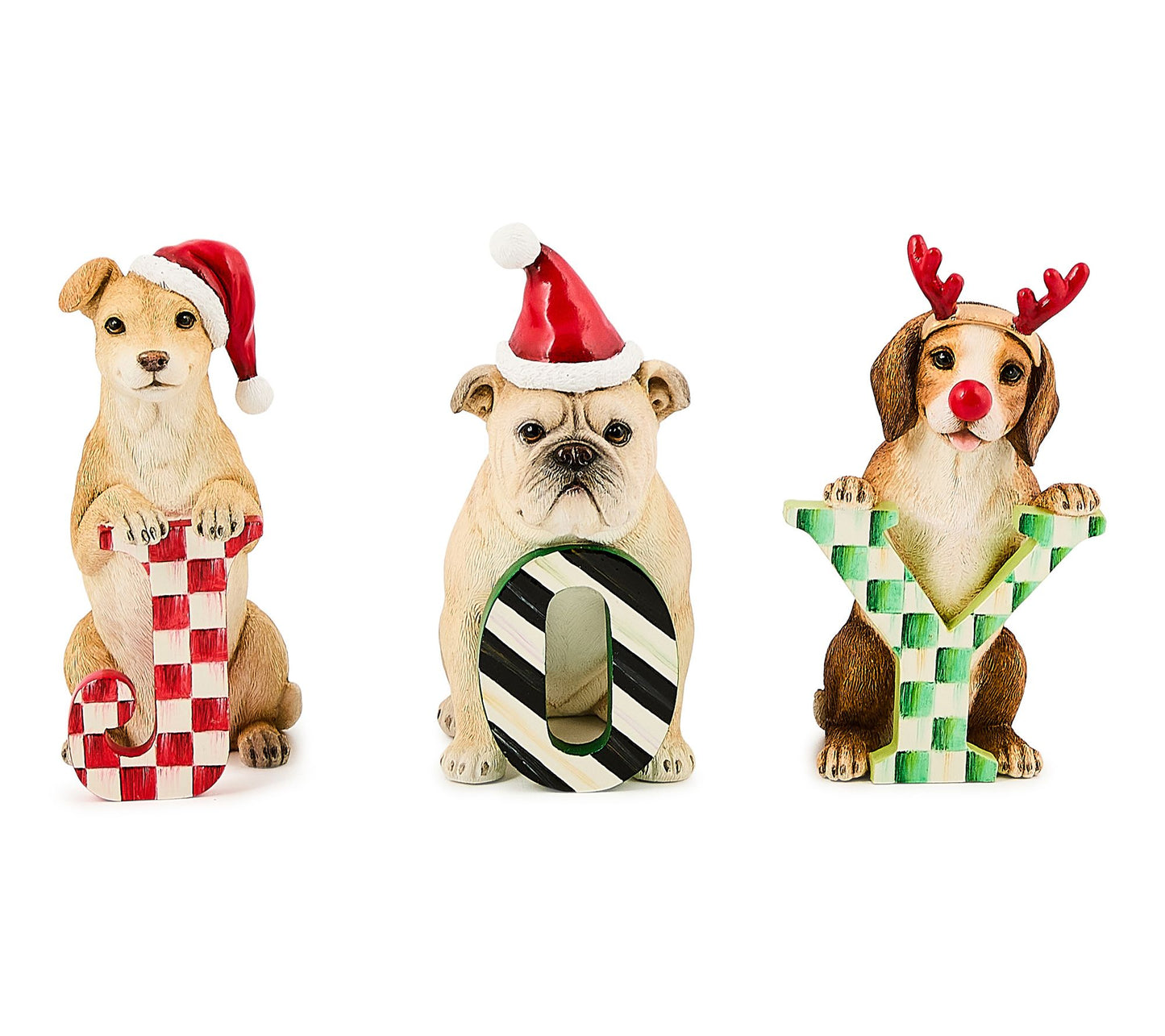 MacKenzie-Childs Check It Out JOY Dog FigurineSet