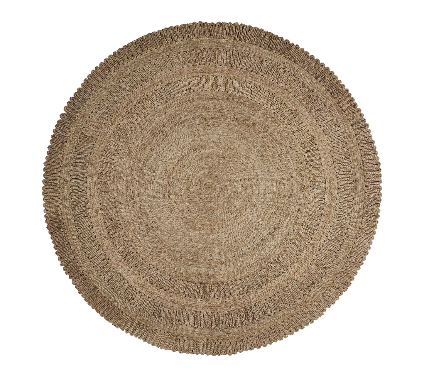 Ox Bay Hand Braided Brown Striped Jute Indoor Area Rug, 4'x4'