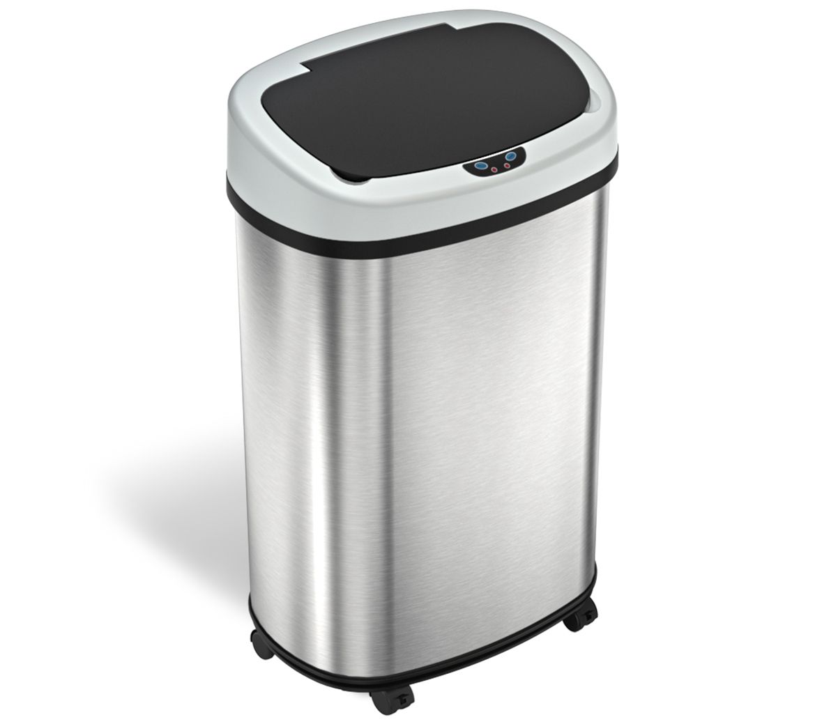 iTouchless Glide 13-Gal Oval Stainless Steel Sensor Trash Can