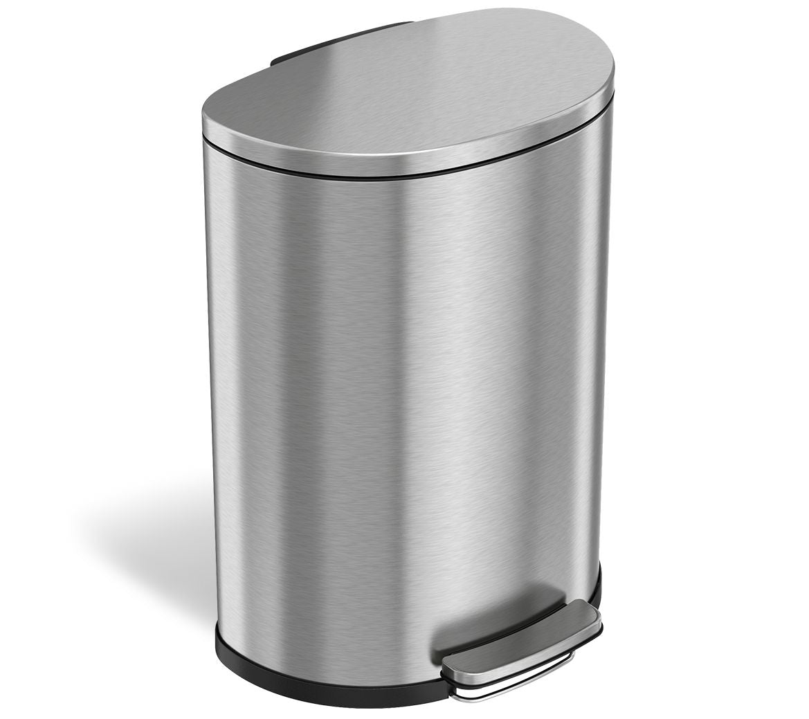 iTouchless SoftStep Semi-Round 13.2 Gallon StepTrash Can